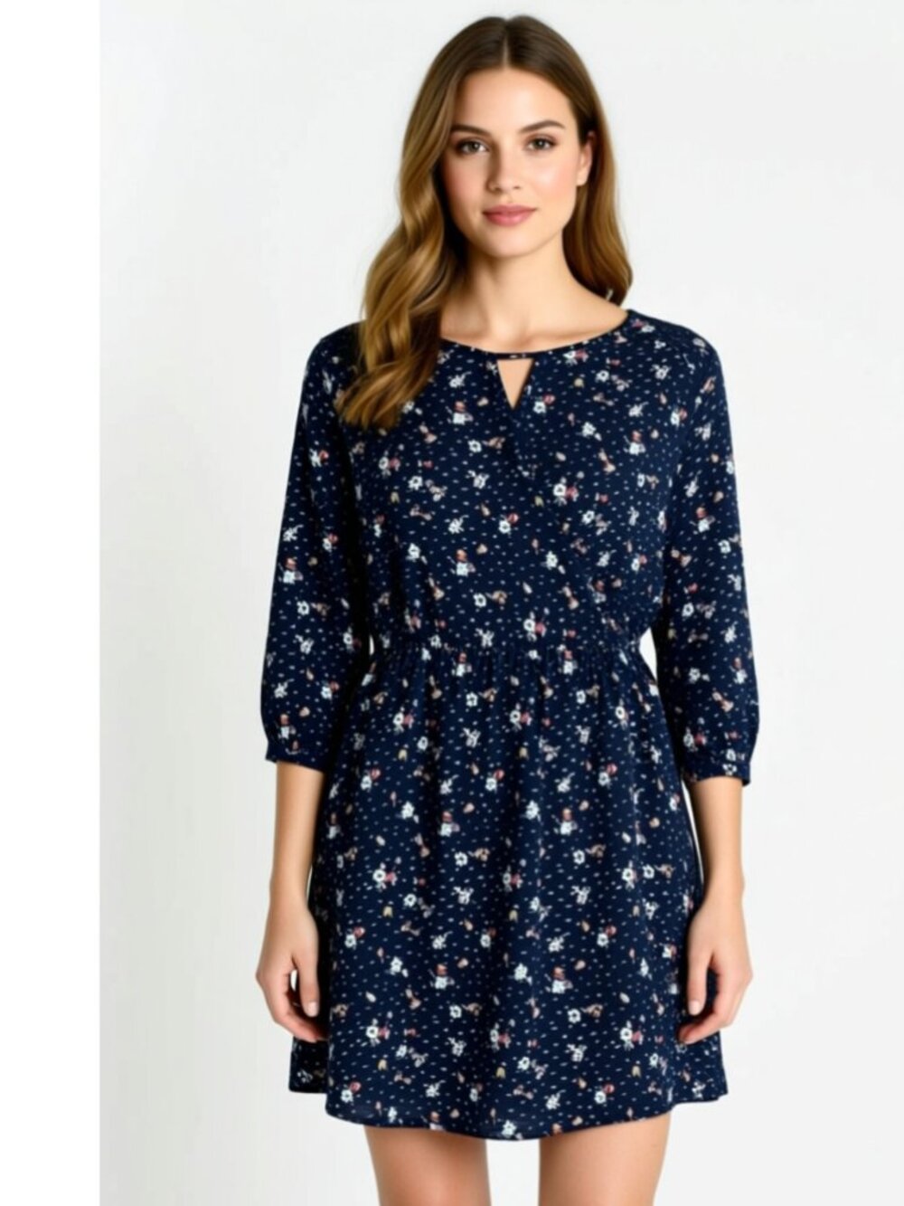 Lush Dress, Black Floral, Size Medium (J15)